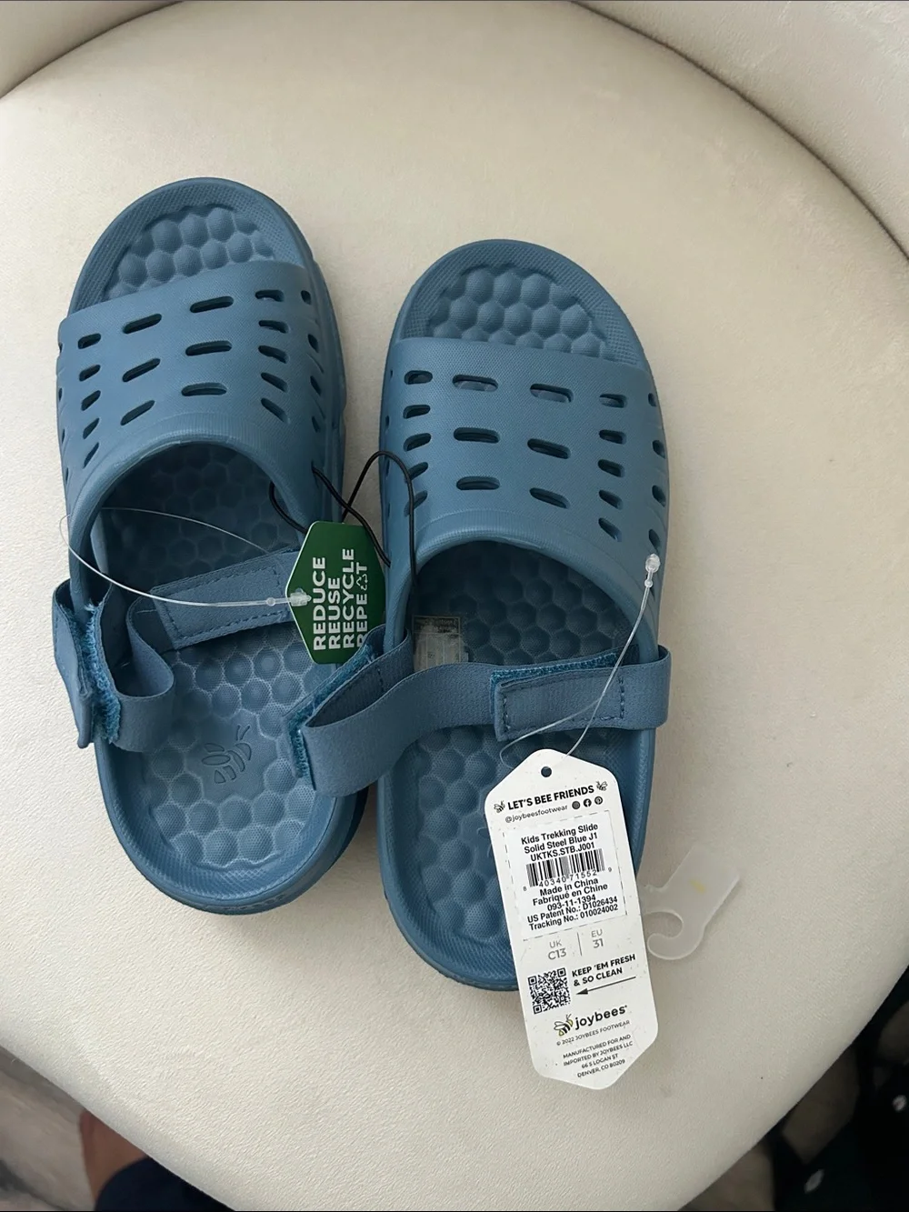 Youth Breathable Blue Foam Sandals with Adjustable Back Strap
